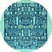 Round Oriental Light Blue Traditional Rug, abs2779lblu