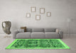 Machine Washable Oriental Green Traditional Area Rugs in a Living Room,, wshabs2779grn