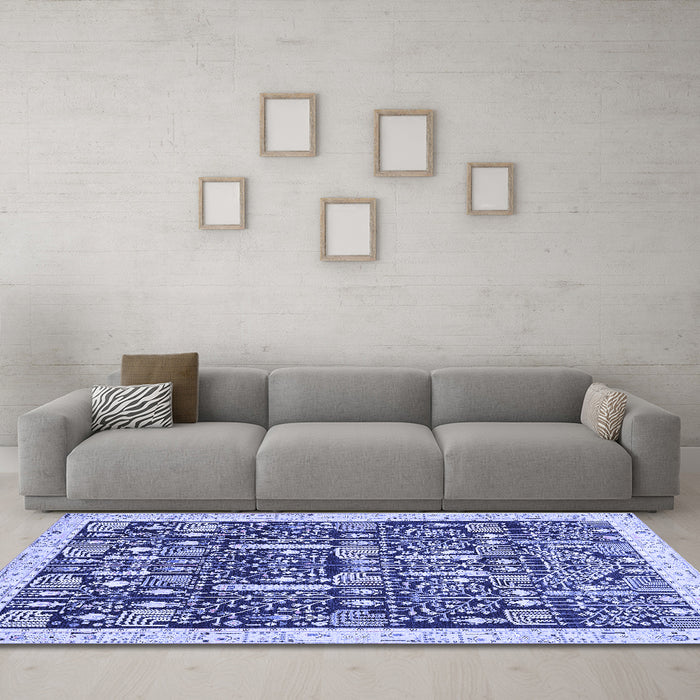 Machine Washable Oriental Blue Traditional Rug in a Living Room, wshabs2779blu