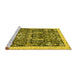 Sideview of Machine Washable Oriental Yellow Traditional Rug, wshabs2779yw