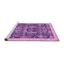 Sideview of Machine Washable Oriental Pink Traditional Rug, wshabs2779pnk