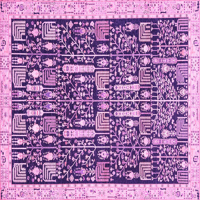 Square Machine Washable Oriental Pink Traditional Rug, wshabs2779pnk