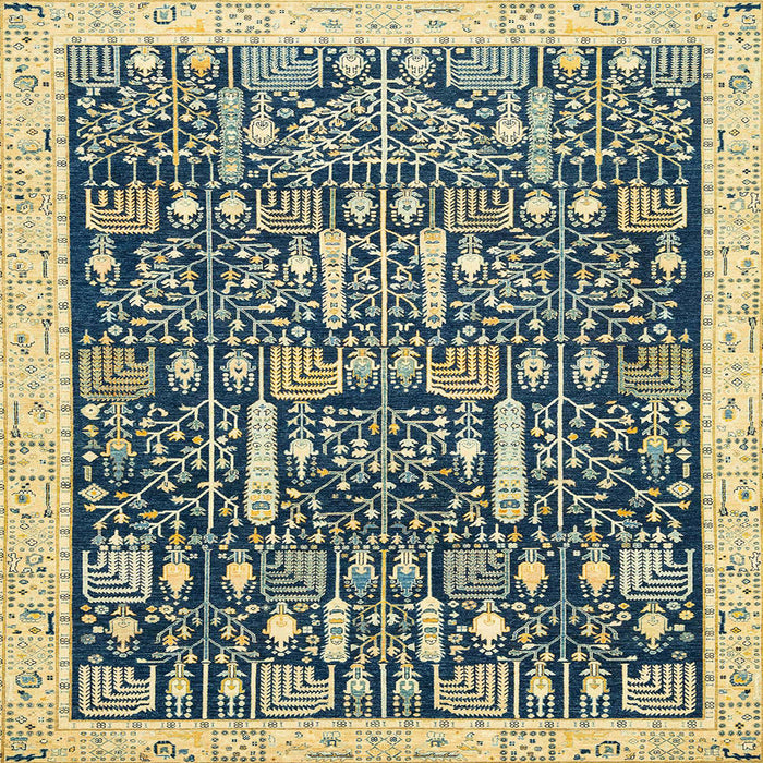 Square Abstract Brown Gold Oriental Rug, abs2779