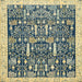 Square Abstract Brown Gold Oriental Rug, abs2779