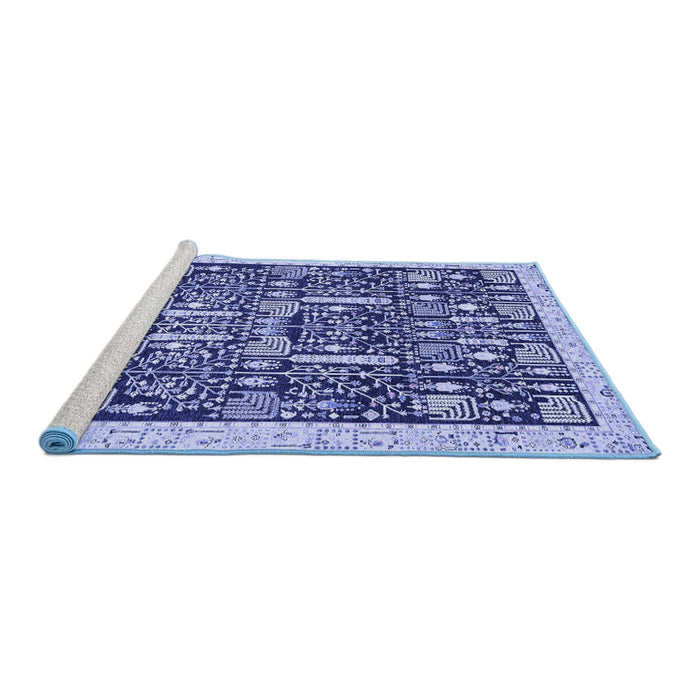 Sideview of Machine Washable Oriental Blue Traditional Rug, wshabs2779blu