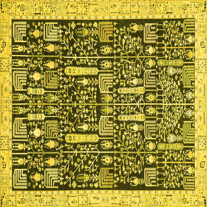 Square Oriental Yellow Traditional Rug, abs2779yw