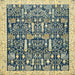 Square Machine Washable Abstract Brown Gold Rug, wshabs2779