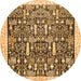 Round Machine Washable Oriental Orange Traditional Area Rugs, wshabs2779org