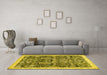 Machine Washable Oriental Yellow Traditional Rug in a Living Room, wshabs2779yw