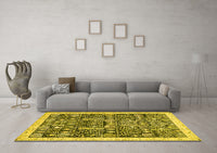 Machine Washable Oriental Yellow Traditional Rug, wshabs2779yw