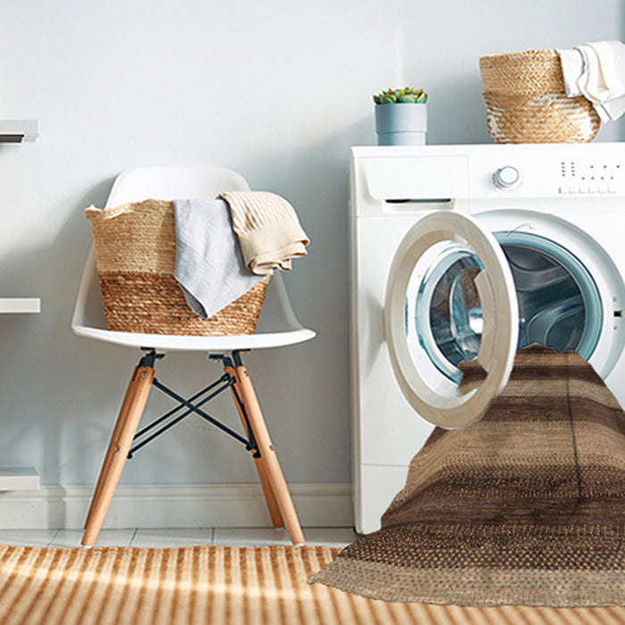 Machine Washable Abstract Red Brown Rug in a Washing Machine, wshabs277