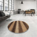 Round Abstract Red Brown Oriental Rug in a Office, abs277