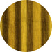 Round Machine Washable Oriental Yellow Modern Rug, wshabs277yw