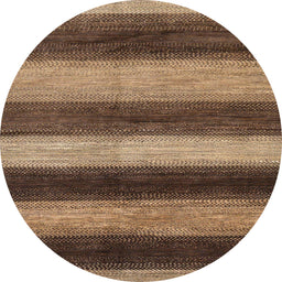 Round Abstract Red Brown Oriental Rug, abs277