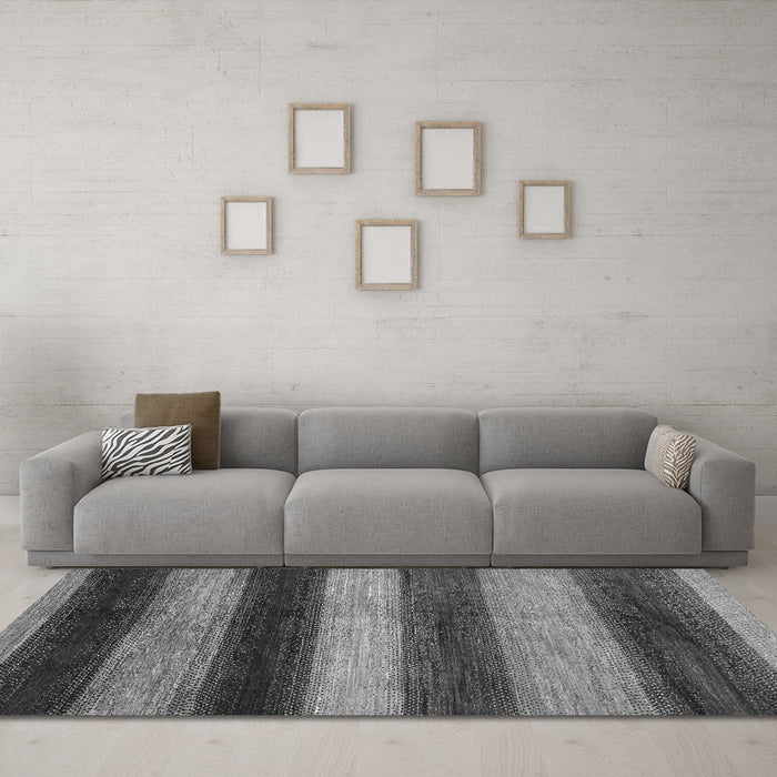 Machine Washable Oriental Gray Modern Rug in a Living Room,, wshabs277gry