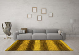 Machine Washable Oriental Yellow Modern Rug in a Living Room, wshabs277yw