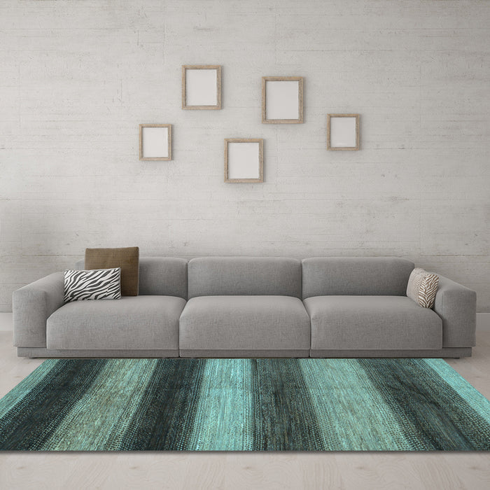 Machine Washable Oriental Light Blue Modern Rug in a Living Room, wshabs277lblu