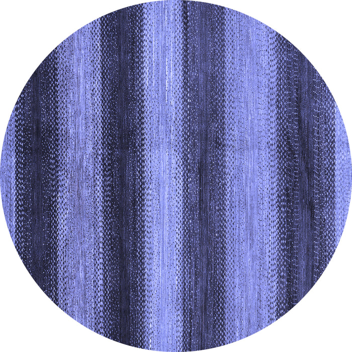Round Machine Washable Oriental Blue Modern Rug, wshabs277blu