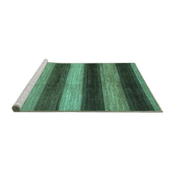 Sideview of Machine Washable Oriental Turquoise Modern Area Rugs, wshabs277turq