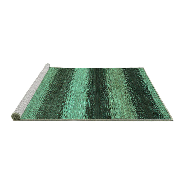 Sideview of Machine Washable Oriental Turquoise Modern Area Rugs, wshabs277turq