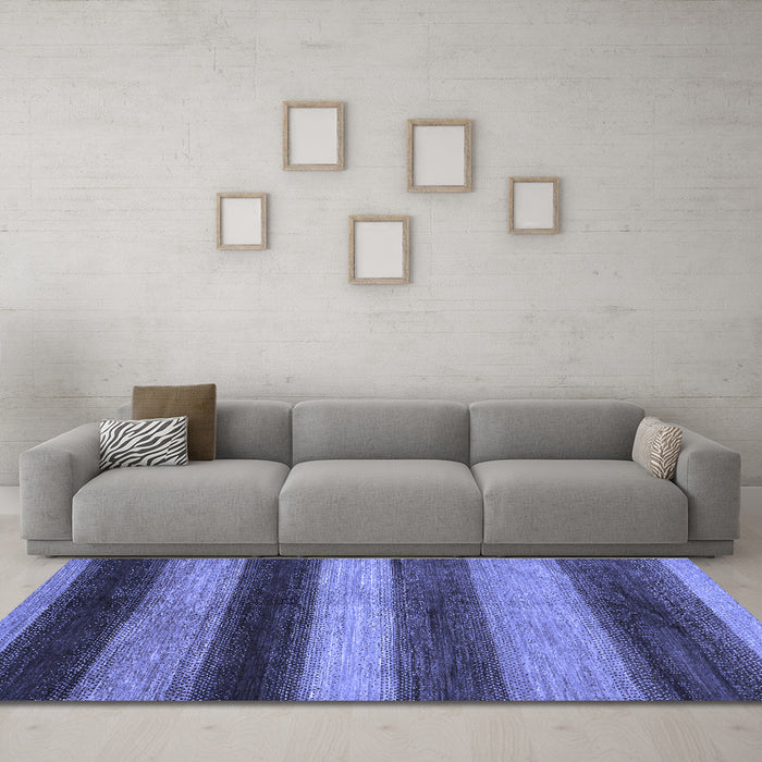 Machine Washable Oriental Blue Modern Rug in a Living Room, wshabs277blu