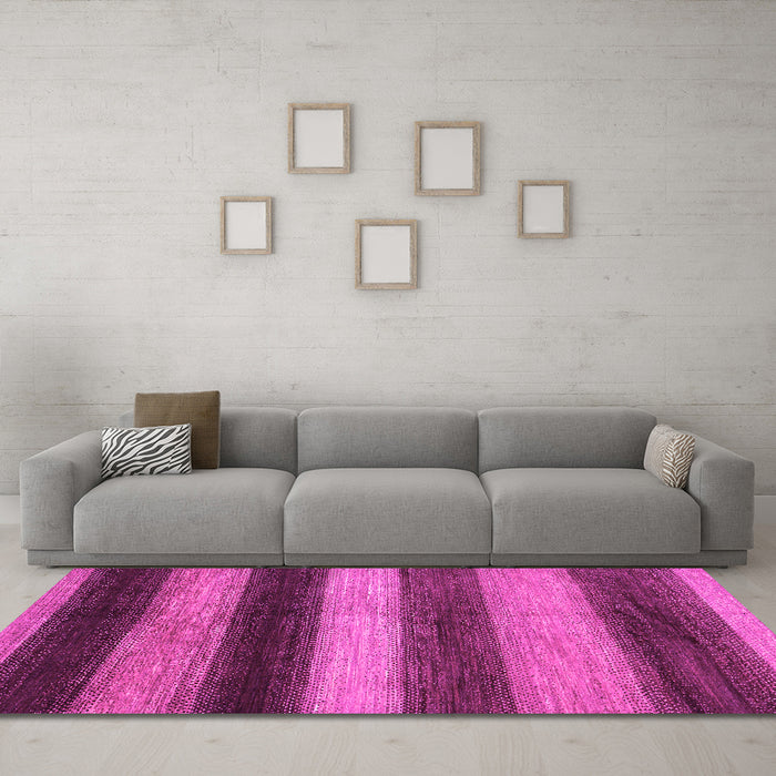 Machine Washable Oriental Pink Modern Rug in a Living Room, wshabs277pnk
