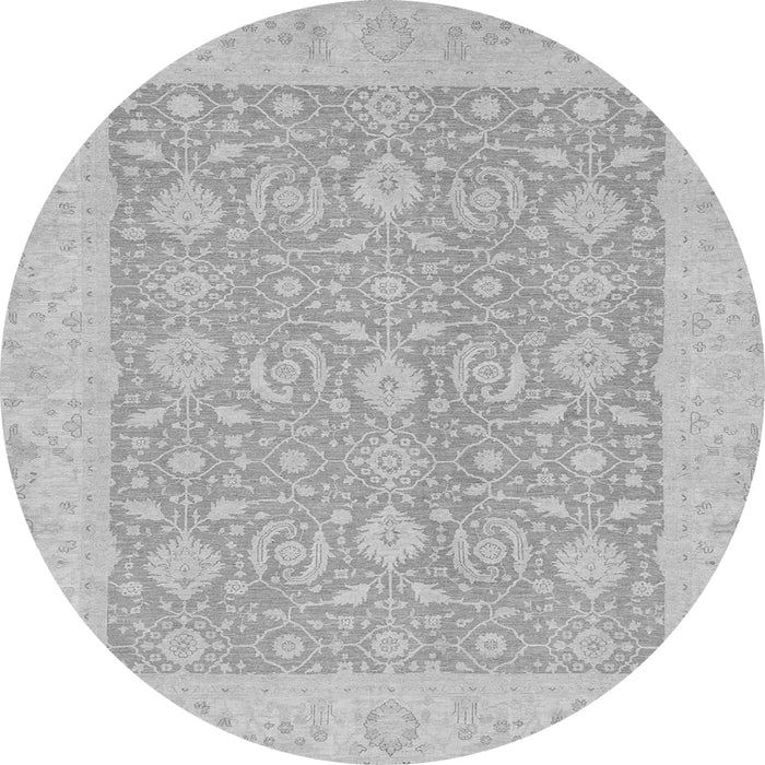 Round Machine Washable Oriental Gray Traditional Rug, wshabs2780gry