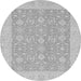 Round Machine Washable Oriental Gray Traditional Rug, wshabs2780gry