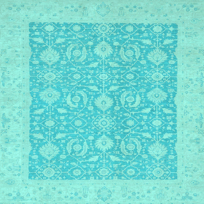 Square Machine Washable Oriental Light Blue Traditional Rug, wshabs2780lblu
