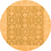 Round Oriental Orange Traditional Rug, abs2780org