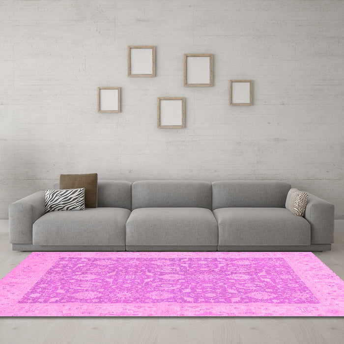 Machine Washable Oriental Pink Traditional Rug in a Living Room, wshabs2780pnk