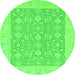 Round Oriental Green Traditional Rug, abs2780grn