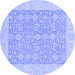 Round Machine Washable Oriental Blue Traditional Rug, wshabs2780blu