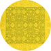 Round Machine Washable Oriental Yellow Traditional Rug, wshabs2780yw