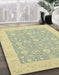 Abstract Brown Gold Oriental Rug in Family Room, abs2780