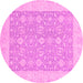 Round Oriental Pink Traditional Rug, abs2780pnk