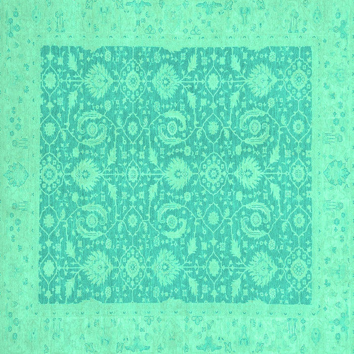 Square Oriental Turquoise Traditional Rug, abs2780turq