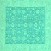 Square Oriental Turquoise Traditional Rug, abs2780turq