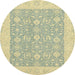 Round Machine Washable Abstract Brown Gold Rug, wshabs2780