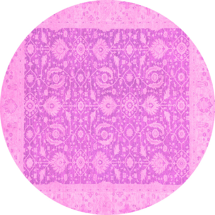 Round Machine Washable Oriental Pink Traditional Rug, wshabs2780pnk