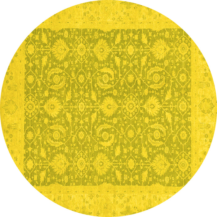 Round Oriental Yellow Traditional Rug, abs2780yw