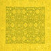 Square Machine Washable Oriental Yellow Traditional Rug, wshabs2780yw