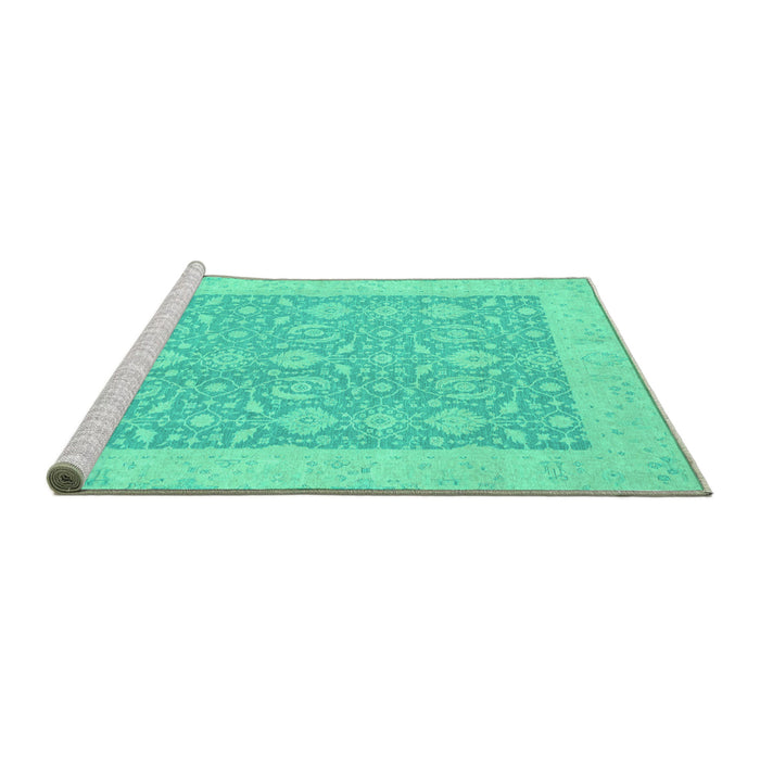 Sideview of Machine Washable Oriental Turquoise Traditional Area Rugs, wshabs2780turq