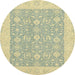 Round Abstract Brown Gold Oriental Rug, abs2780