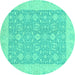 Round Oriental Turquoise Traditional Rug, abs2780turq