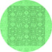 Round Oriental Emerald Green Traditional Rug, abs2780emgrn