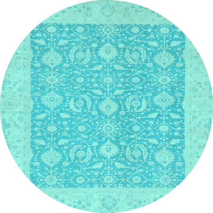 Round Oriental Light Blue Traditional Rug, abs2780lblu