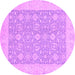 Round Machine Washable Oriental Purple Traditional Area Rugs, wshabs2780pur