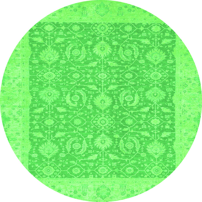 Round Machine Washable Oriental Green Traditional Area Rugs, wshabs2780grn