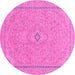 Round Abstract Pink Modern Rug, abs2781pnk